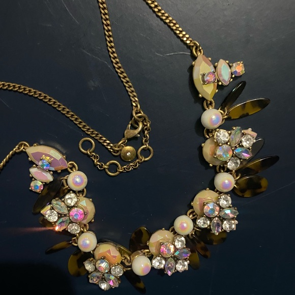 J. Crew Jewelry - ✨ J.Crew Tortoise Fringe AB Rhinestones Crystal Cluster Stacked Necklace ✨